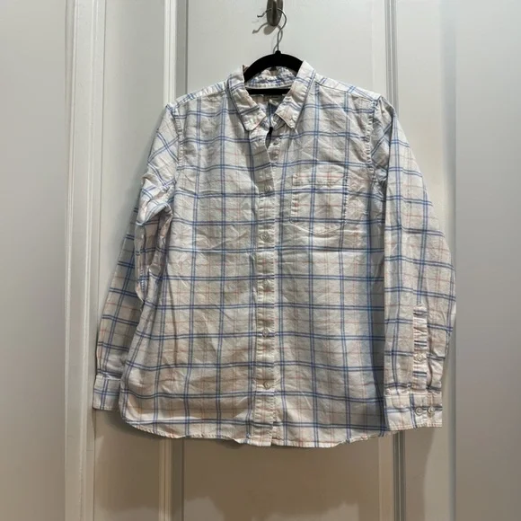 Ll Bean Multi Color Plaid Button Down Shirt Medium Long Sleeve 100% Cotton - Picture 5 of 7